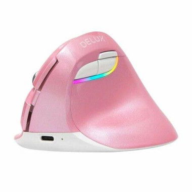 Wireless Ergonomic Mouse Rechargeable Small Silent Vertical Mouse With Bluetooth 4.0 For Laptop PC Computer Notebook (Pink)