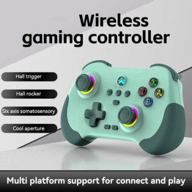 Wireless Game Controller for PC/iOS/Android/Switch, Remote Gamepad with Joystick Adjustable Turbo Vibration Supports Multi-Platform&App-Green