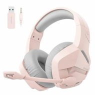 Detailed information about the product Wireless Gaming Headset with 2.4GHz for PS5, PS4, PC, Bluetooth Gaming Headset with Microphone, 50MM Headphones for Laptop (Pink)