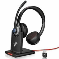 Detailed information about the product Wireless Headset with AI Noise Cancelling Microphone Bluetooth Headset with USB Dongle, Charging Base & Mic Mute for Computer/Laptop/PC/Cell Phones