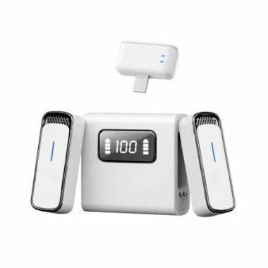 Wireless Lavalier Microphone,Plug Play DSP Noise Cancellation 24H Playtime Hi-Fi Audio Mini Lapel Microphone for Streaming Video Recording(Lighting,Black)