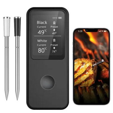 Wireless Meat Thermometer Grill Bluetooth with Double Probe,App Control,IP67 Waterproof,Roasting Thermometer for Grill Oven,Rotisserie