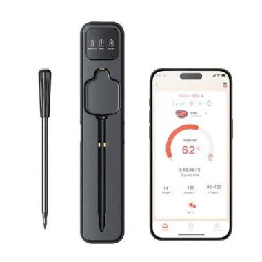 Wireless Meat Thermometer, Smart Alarm Bluetooth Meat Thermometer with Timer, IP66 Magnetic 500mAh Meat Thermometer for Roast BBQ Grill Oven