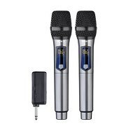 Detailed information about the product Wireless Microphones, UHF Metal Dual Handheld Cordless Microphone, Rechargeable Receiver, for church, speech, wedding, party singing,karaoke machine, Speaker, Amplifier
