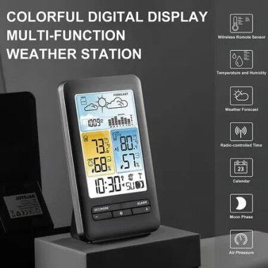 Wireless Weather Station with Indoor and Outdoor Thermometer and Humidity Monitor