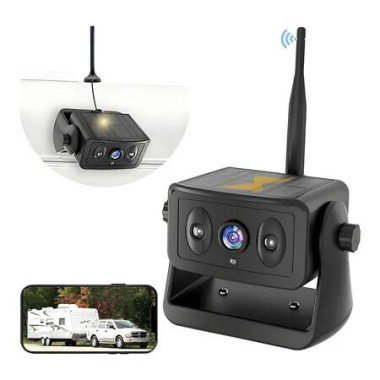Wireless WIFI Backup Camera for RV, Truck, Camper, Trailer, Solar Powered Magnetic Mount, No Wiring, Works with iPhone and Android
