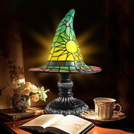 Detailed information about the product Witch Hat Lamp, Small Wizard Hats Shape Spooky Fun Light for Indoor Party Haunted Wiccan Halloween Decor, USB Plug Switch LED Light (Green)