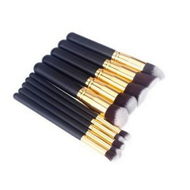 Detailed information about the product Wood 10pcs Makeup Brush Kit Professional Cosmetic Set Black & Golden.