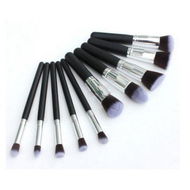 Detailed information about the product Wood 10pcs Makeup Brush Kit Professional Cosmetic Set Black & Silver.