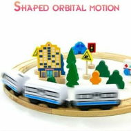 Detailed information about the product Wood Circuit Train Electric Magnetic Locomotive Battery Circuit Car Wood Building Set For Children 3 4 5 Years Old