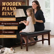 Detailed information about the product Wood Duet Piano Stool Bench Chair Keyboard Stage PU Leather Double Seat with Padded Cushion Space Storage Compartment Music Book Case Luxury Furniture