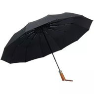 Detailed information about the product Wood Handle Smart 12 Ribs Umbrella Automatic Open Windproof Design Stylish and Sturdy Strong Resistance Storms