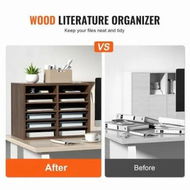 Detailed information about the product Wood Literature Organizer Adjustable File Sorter 12 Compartments Brown