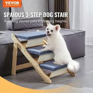 Detailed information about the product Wood Pet Stairs/Pet Steps, 2-in-1 Foldable Wooden Dog Stair for Beds, Sofa and Cars, Dog Stairs & Ramp with 3 Steps for Small Medium Large Pet, up to 150 lbs