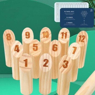 Wood Tossing Game with Scoreboard Teen Adult Kids Children Gift Scatter Party Numbered Fun Outdoor Game for All Ages