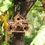 Detailed information about the product Wooden Bird House Shelter for Outdoor Hanging: Cozy Shelter for Your Feathered Friends