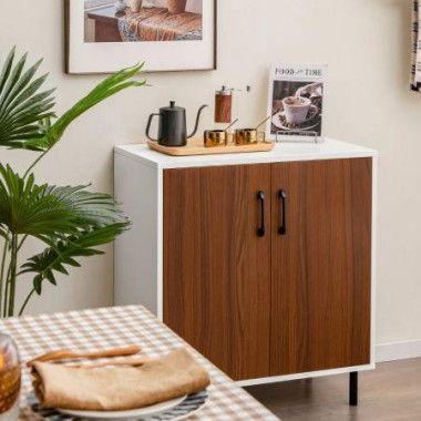 Wooden Buffet Cabinet With 5-position Adjustable Shelf For Dining Room