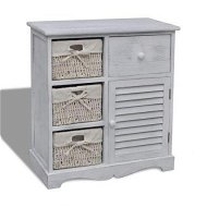 Detailed information about the product Wooden Cabinet 3 Left Weaving Baskets White