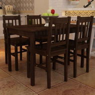 Detailed information about the product Wooden Dining Table with 4 Chairs Brown