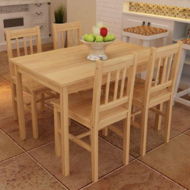 Detailed information about the product Wooden Dining Table with 4 Chairs Natural