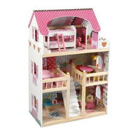 Detailed information about the product Wooden Doll House 3 Floor Kids Girl Dollhouse Full Furniture Pink 90cm