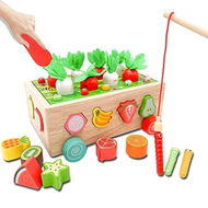 Detailed information about the product Wooden Educational Toys Gifts Montessori Toys Shape Sorter Toys Montessori Carrot Harvest And Worm Toy Play Set