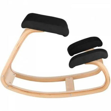 Wooden Ergonomic Kneeling Chair Memory Seat Cushion Relieving Body Black