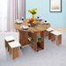 Wooden Folding Dining Table And 4 Chairs Set Round Table With Wheels. Available at Crazy Sales for $149.96