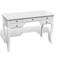 Detailed information about the product Wooden French Desk With Curved Legs And 5 Drawers