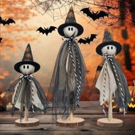 Detailed information about the product Wooden Ghost Halloween Decorations Indoor Set of 3 Sizes Rustic Shelf Sitters with Fabric Ghost Figures Halloween Table Decor,Halloween Party Supplies