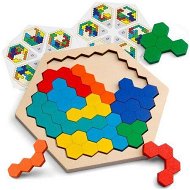 Detailed information about the product Wooden Hexagon Puzzle for Kids and Adults - Shape Pattern Block Tangram Brain Teaser Toy Geometry Logic IQ Game STEM Montessori Educational Gift-14 Pieces