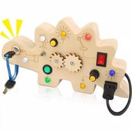 Detailed information about the product Wooden LED Light Activity Board for Kids Ages 3+, Sound Buttons, Montessori Toys for Kids, Wooden Sensory Toys for Learning Activities, Travel Toys