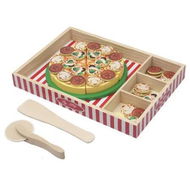 Detailed information about the product Wooden Pizza Play Food Set With 30 Toppings, Pretend Food And Pizza Cutter/ Toy For Kids Ages 3+