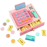 Detailed information about the product Wooden Pretend Cash Register for Children Grocery Playset Educational Role-Playing Toy for Ages 3+
