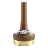 Detailed information about the product Wooden Ring Holder for Jewelry, Black Walnut Wood with Brass Stand Modern Display, Gift For Wedding and Anniversary