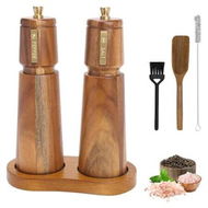 Detailed information about the product Wooden Salt and Pepper Grinder Set, 8 Inch Manual Salt and Pepper Mill Adjustable Coarseness, Refillable Pepper Grinder with Ceramic Core for Kitchen