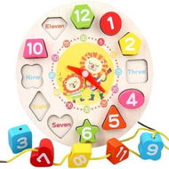 Detailed information about the product Wooden Shape Sorting Clock Teaching Time Blocks Puzzle Montessori Toys