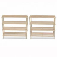 Detailed information about the product Wooden Shoe Rack 4-Tier Shoe Shelf Storage 2 Pcs