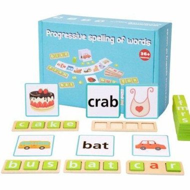 Wooden Sorting English Spelling Games, Reading Spelling Writing Games, Spelling Board Games, Words Learning Flashcards Alphabet Puzzle for Kids