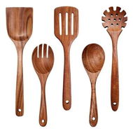 Detailed information about the product Wooden Spoons for Cooking Non-Stick Kitchen Pan Toolset 5 PCS Set, Wooden Cooking Utensils Spoons, Fried Spatula and Salad Fork Pasta Spoon