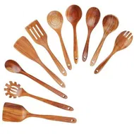 Detailed information about the product Wooden Spoons for Cooking,Wooden Utensils for Cooking Natural Teak Wooden Kitchen Utensils Set Comfort Grip (10 PCS SET)