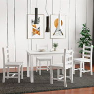Detailed information about the product Wooden Table Set Chairs 5 Piece Dining Kitchen Pine Wood Furniture Rectangular White Modern Office Work