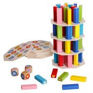 Detailed information about the product Wooden Tower Stacking Game, Montessori Fine Motor Skill Building Blocks with Tower Dice, Leaning Tower, Toy, Party, Family Games for Kids and Adults-54 Pieces