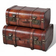 Detailed information about the product Wooden Treasure Chests 2 Pcs Vintage Brown