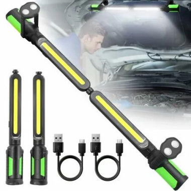 Work Light for Mechanic 2400LM LED Rechargeable Magnetic Underhood Work Light with Hooks for Car Repairing Inspection Garage Workshop-Green