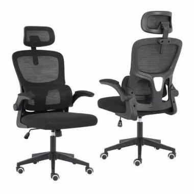 Work Office Chair - Lumber Support, Flip-up Armrest, Adjustable Headrest SITIO - Black