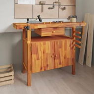 Detailed information about the product Workbench with Drawer and Vices 124x52x83 cm Solid Wood Acacia