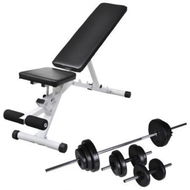 Detailed information about the product Workout Bench With Barbell And Dumbbell Set 30.5 Kg.