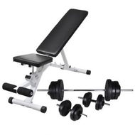 Detailed information about the product Workout Bench With Barbell And Dumbbell Set 60.5 Kg.