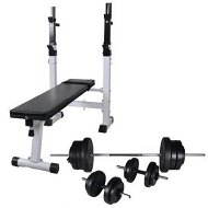 Detailed information about the product Workout Bench with Weight Rack Barbell and Dumbbell Set 60.5kg